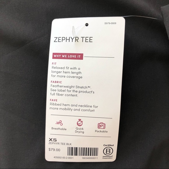 Athleta NWT Zephyr Black Tee - Picture 8 of 9